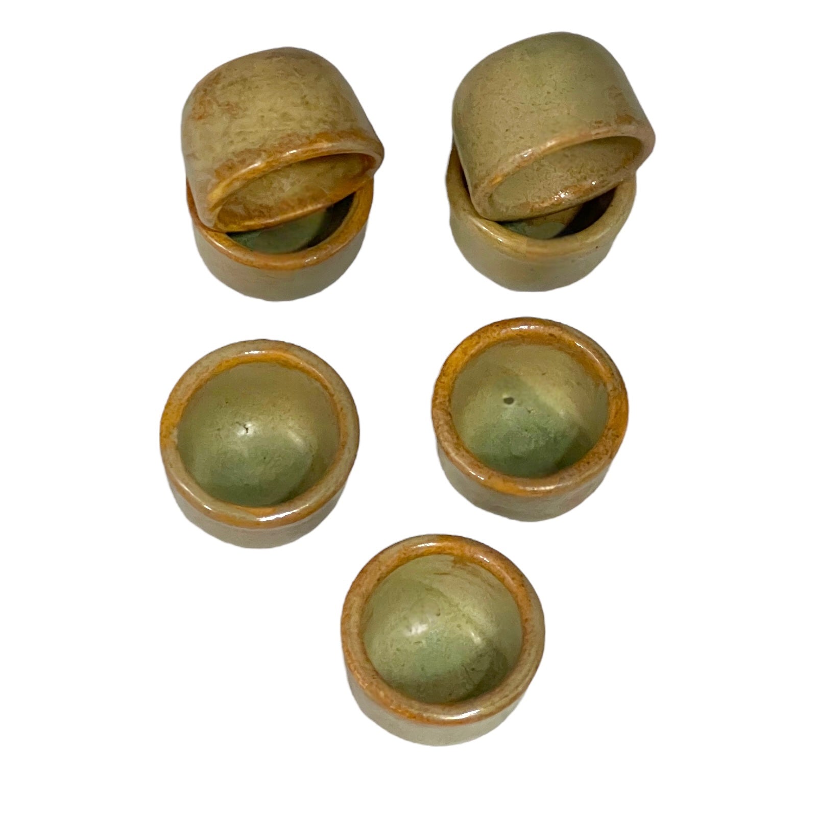 Set of 7 Vintage French Ceramic Escargot Cups, Small Snail Serving Pots for sale