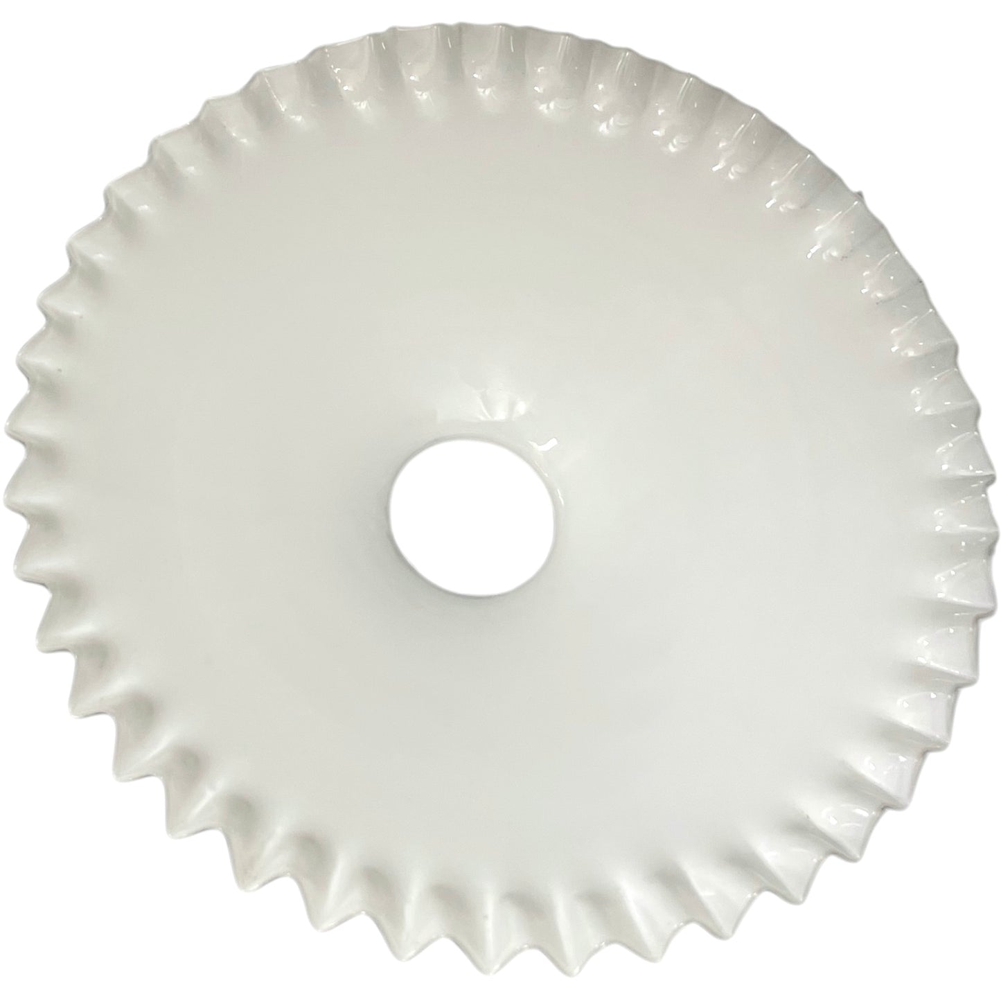 White lampshade with decorative edge on a white background
