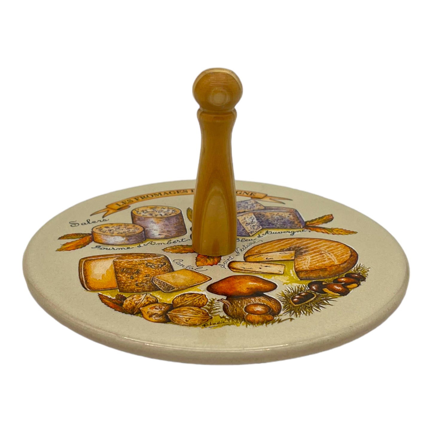 image 2 French ceramic cheeseboard with wooden handle sold by All Things French Store