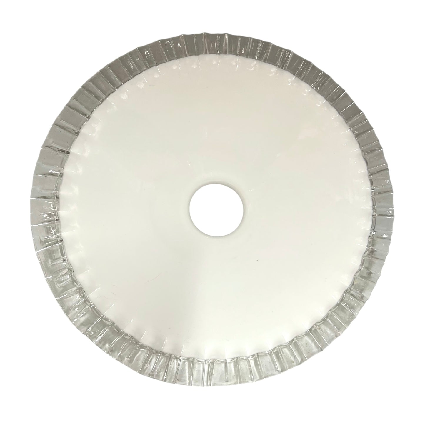 underside of white glass lampshade