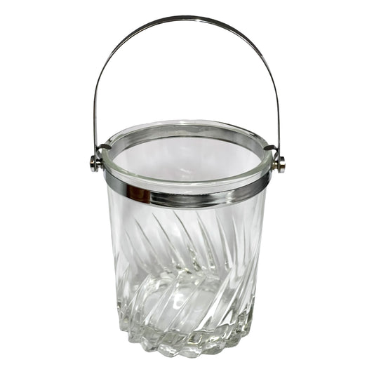 Vintage 1960s French Glass Ice Bucket – Mid Century Retro Barware Ice Pot
