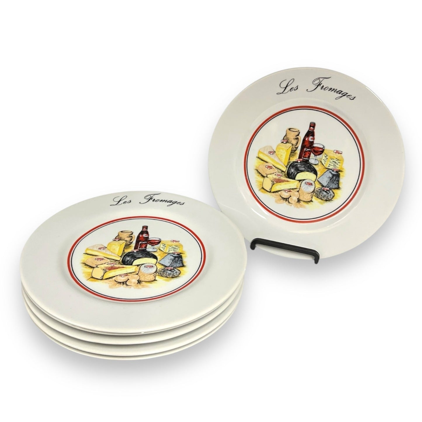 French Cheese Plates, Set of 6 with French Porcelain Les Fromages Plates  for sale by All Things French Store