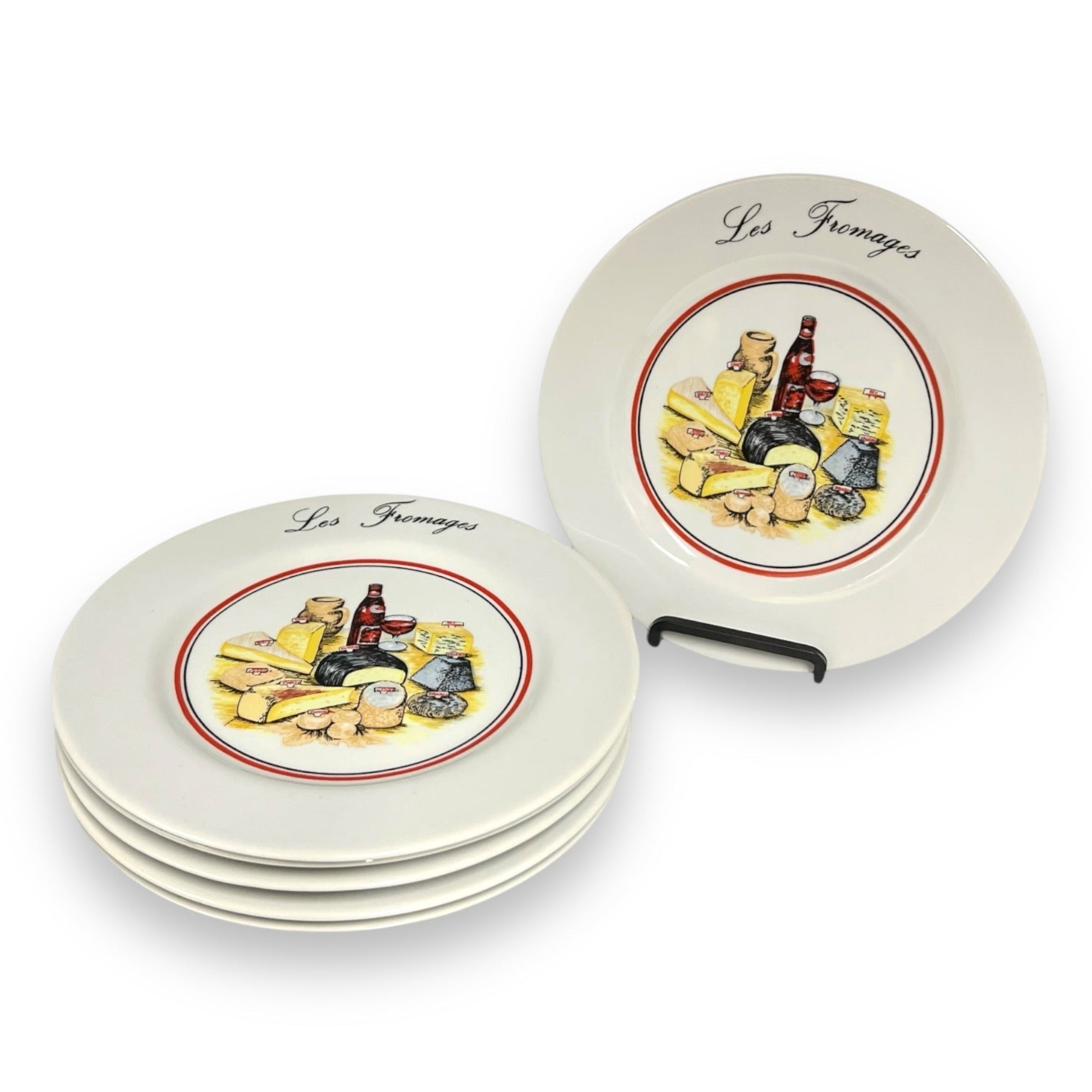 French Cheese Plates, Set of 6 with French Porcelain Les Fromages Plates  for sale by All Things French Store