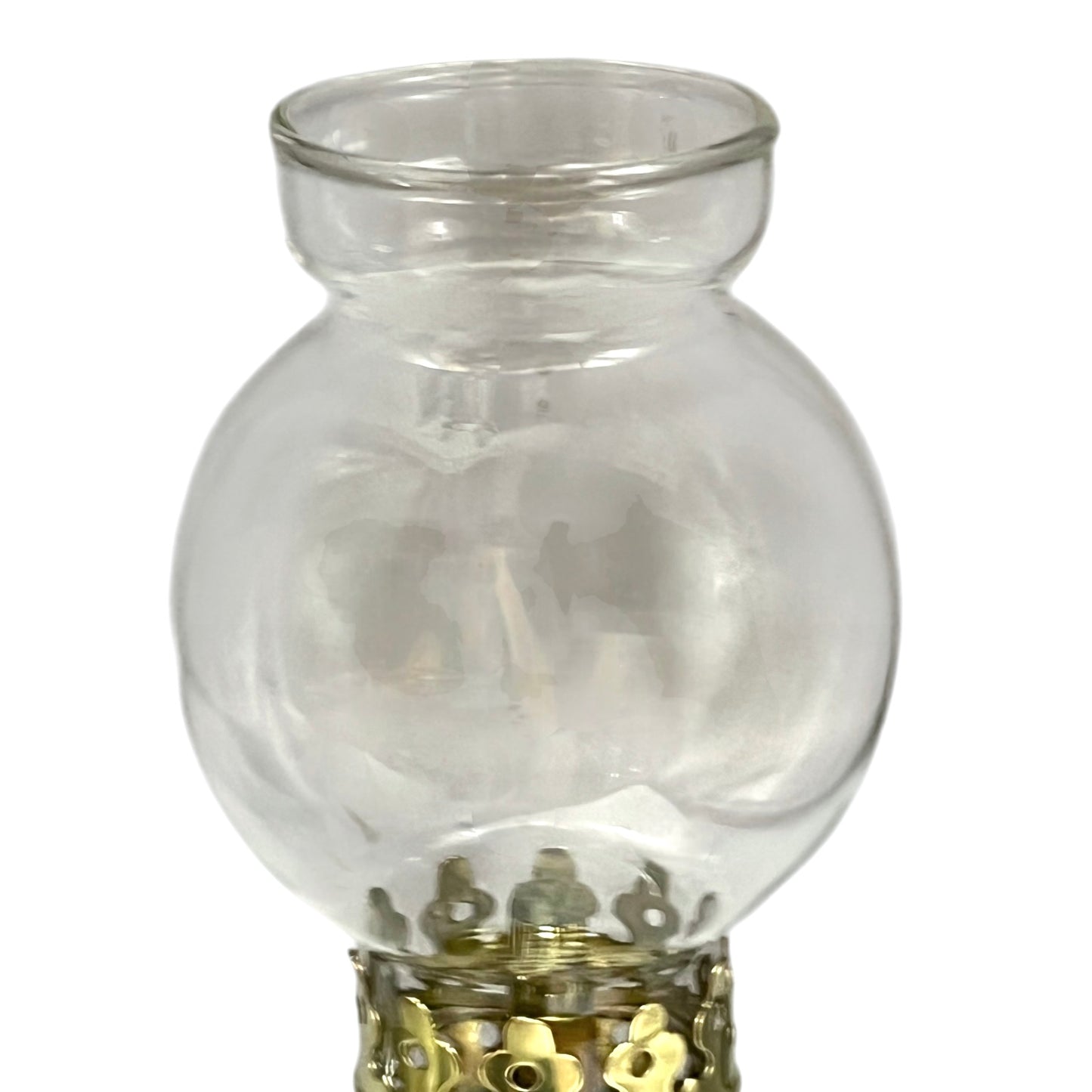 close view up of brass oil lamp