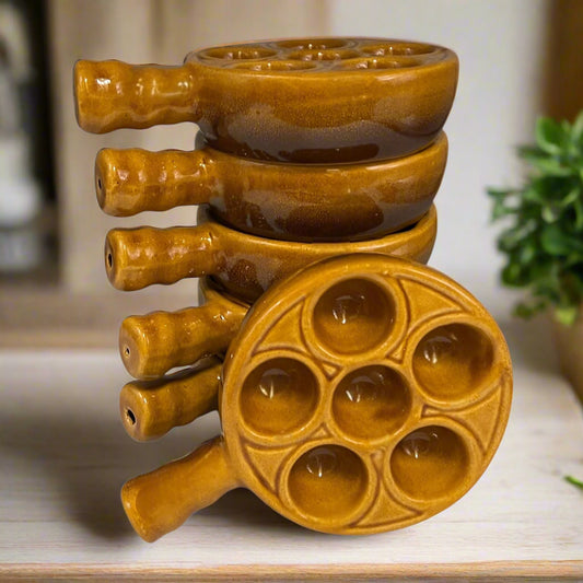 French Vintage Escargots Snail Plates, Stuffed Mushroom Dishes made by Emile Henry for sale by All Things French Store
