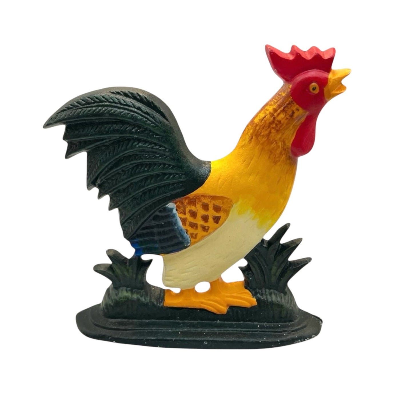 French Cast Iron Chicken or rooster Door Stop, Farmhouse Style Doorstop Wedge on a white background for sale from All Things French Store