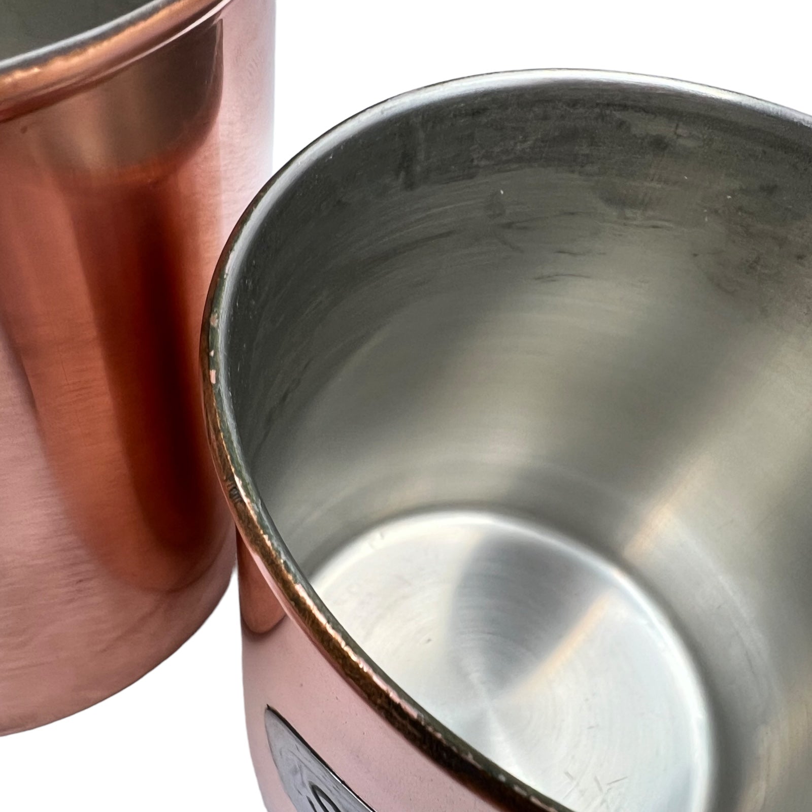 Set of 4 copper kitchen canisters caddies 