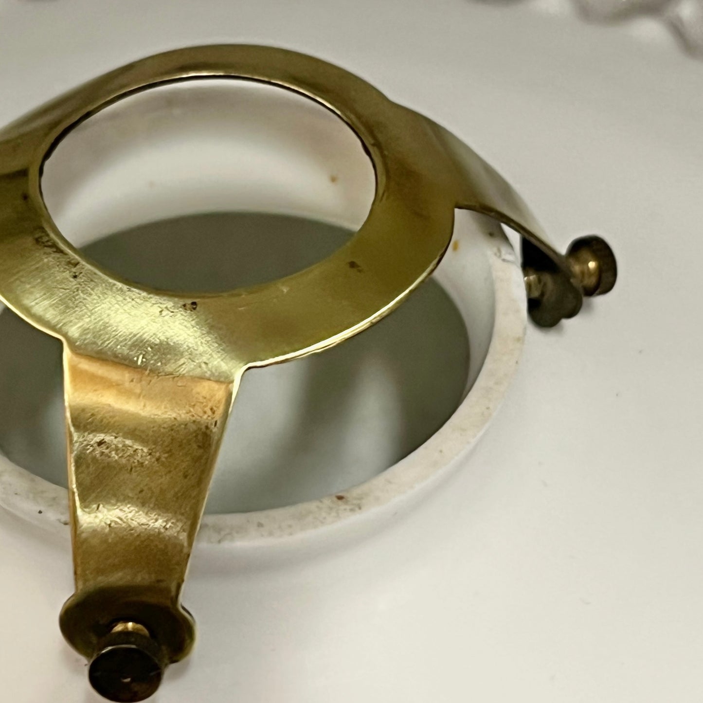 vintage brass gallery on glass lampshade