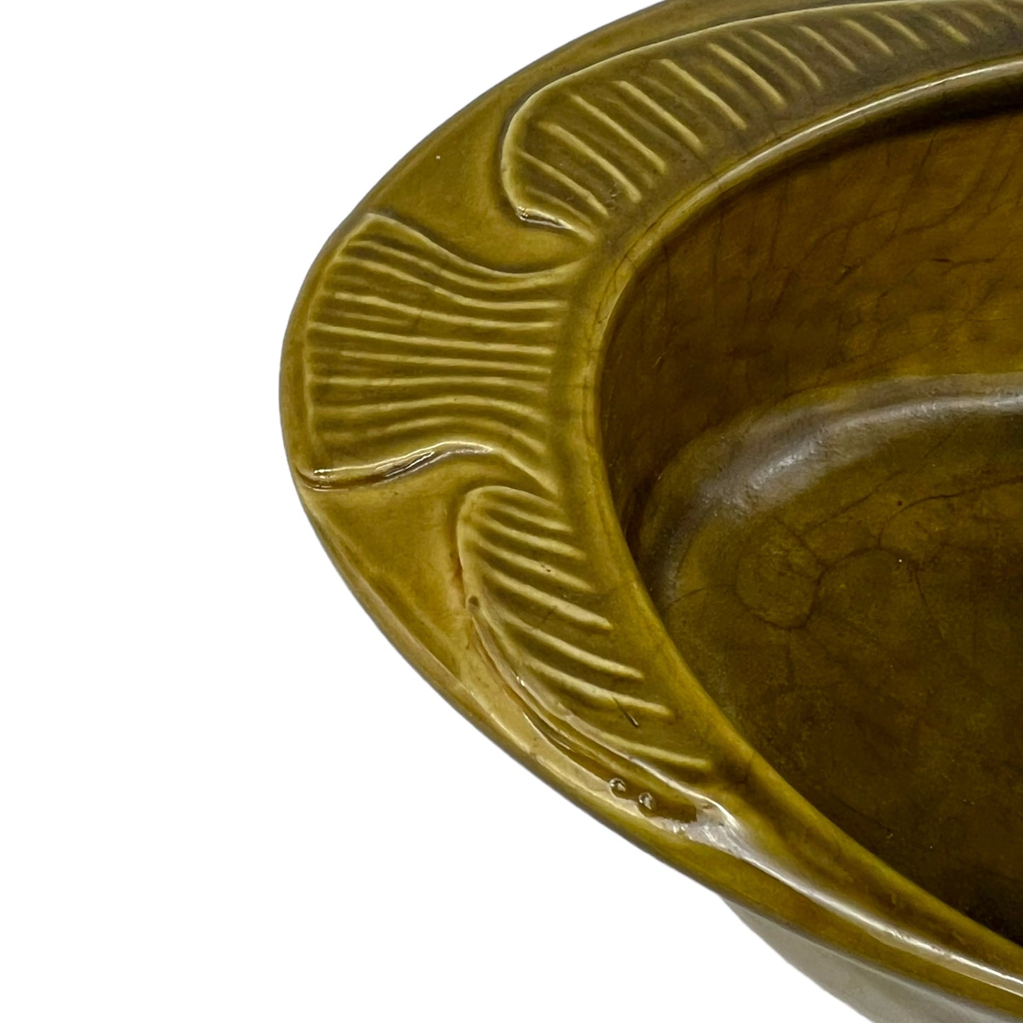image French green ceramic fish shaped dish