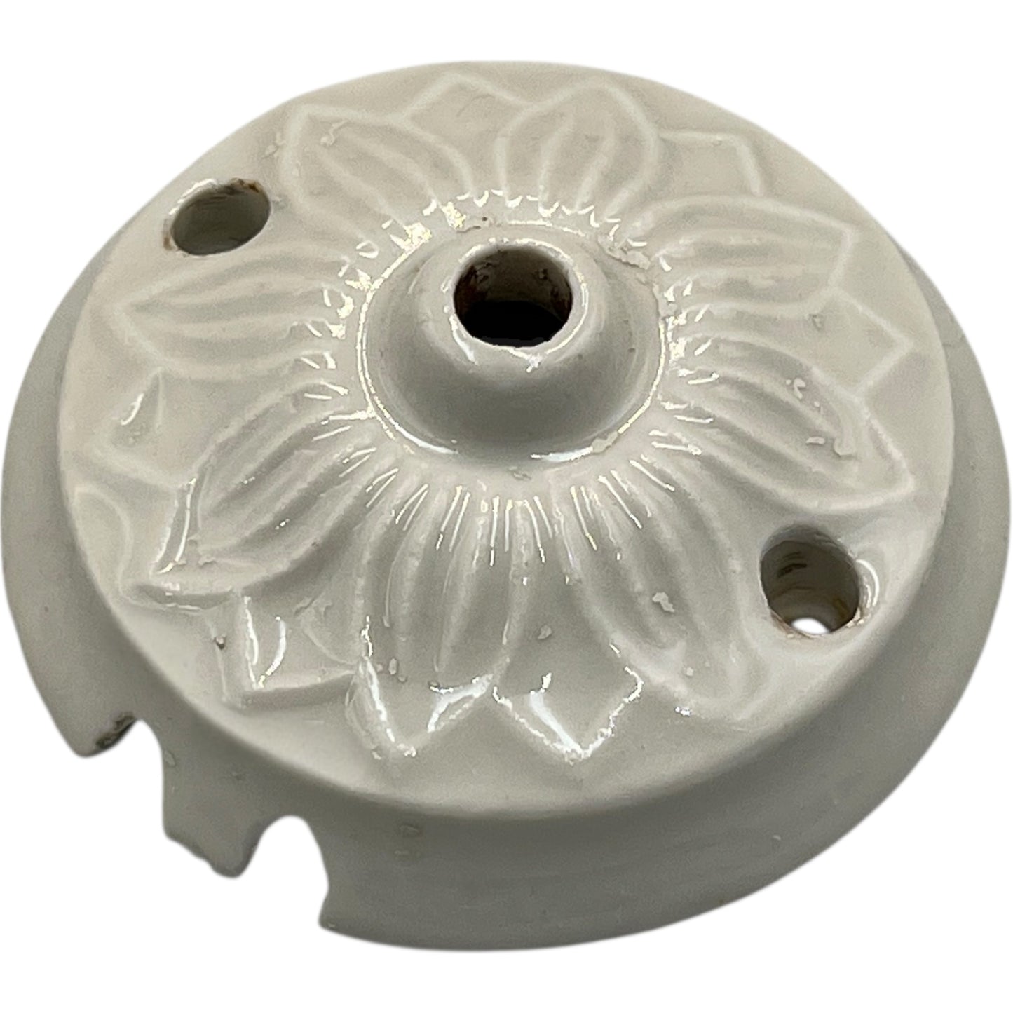 Vintage French Ceramic Ceiling Rose, Chandelier Ceiling Fitting Wire Cover