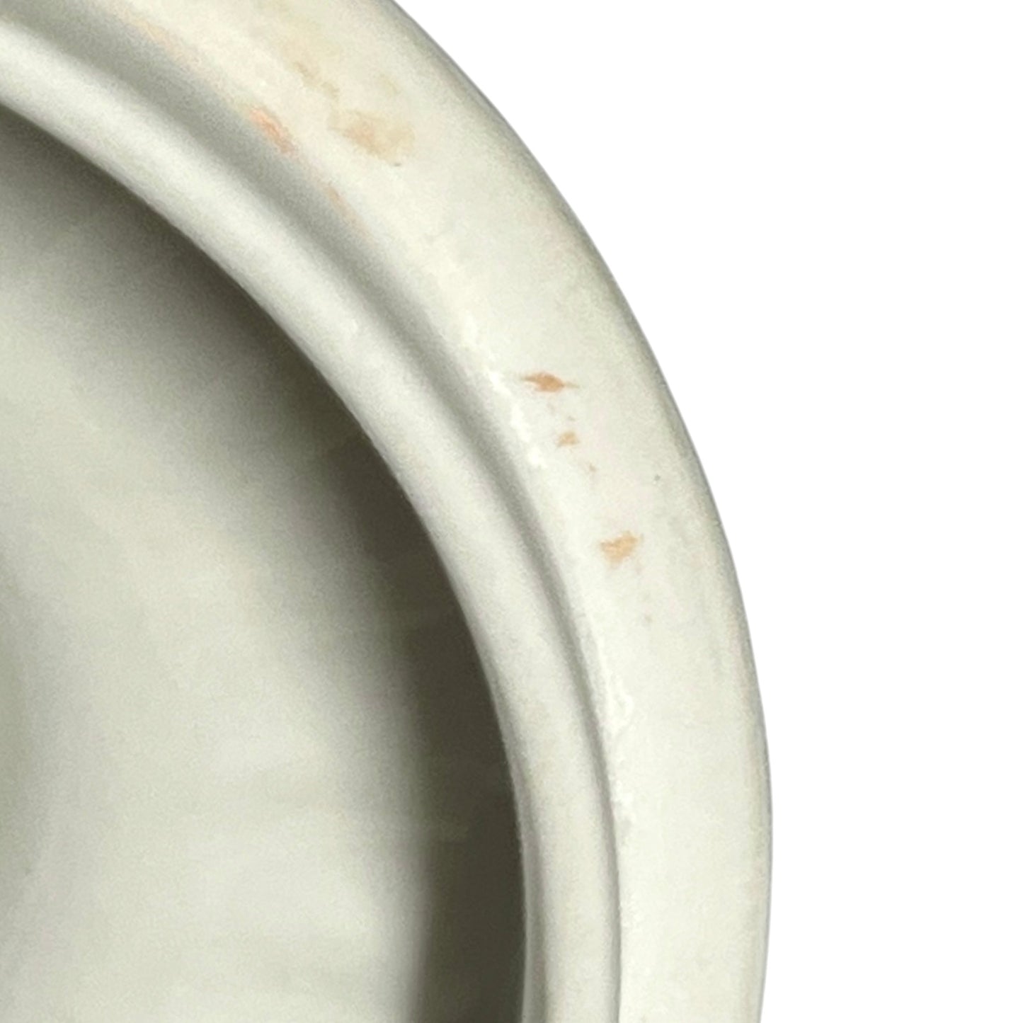 Close-up of a porcelain dish lid on a white background