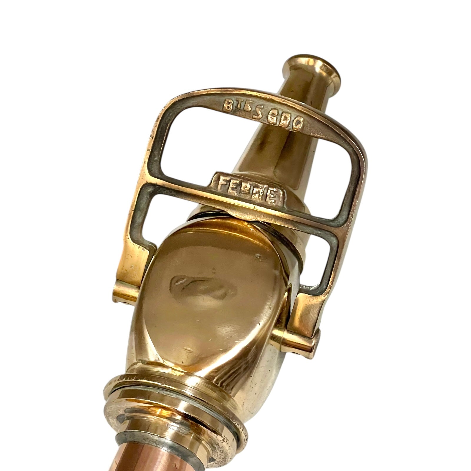 French Copper Fire Hose Nozzle, On Off Valve