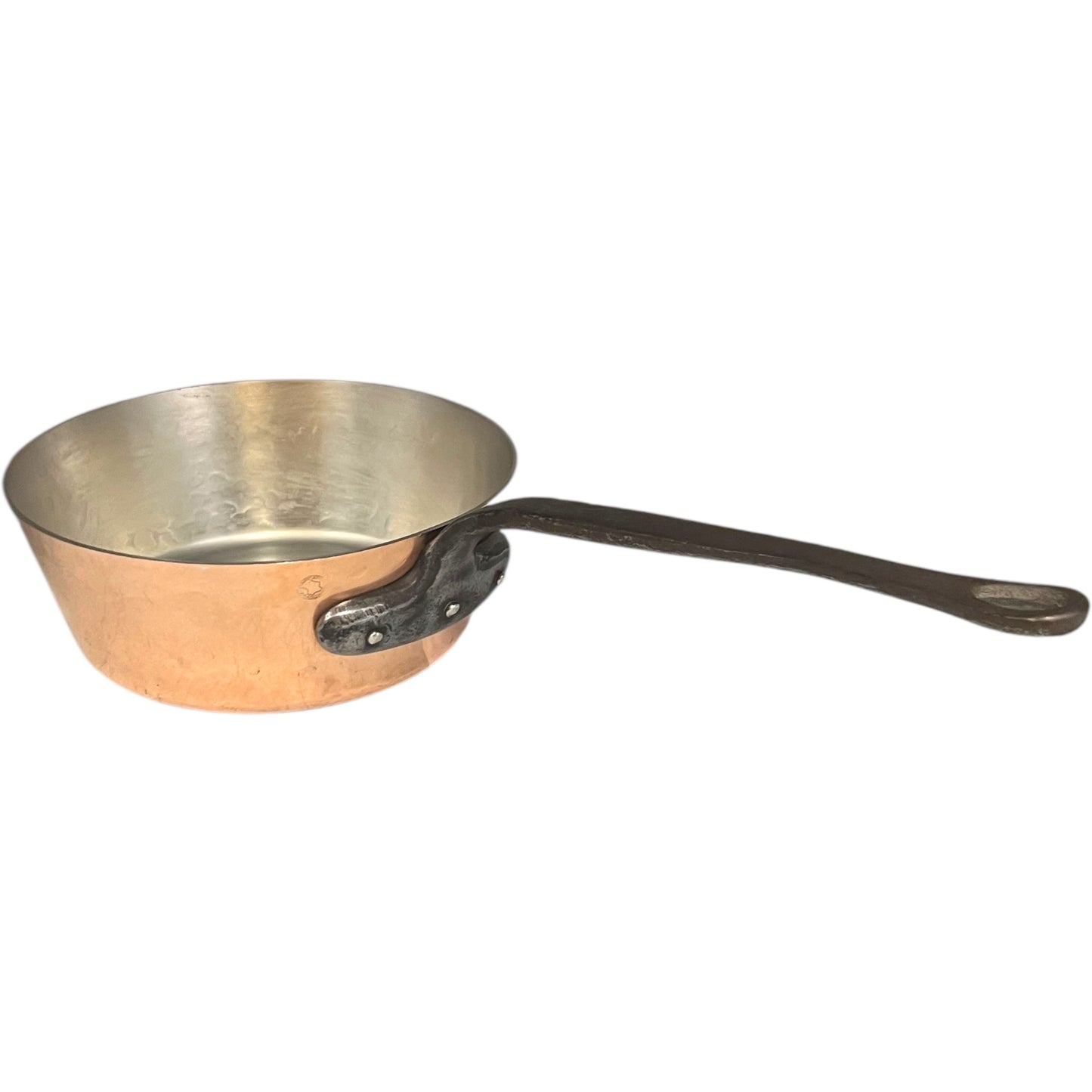 Vintage French 2mm Copper Saucepan 22cm with Brand New Tin Lining and a cast iron handle for sale from All Things French Store