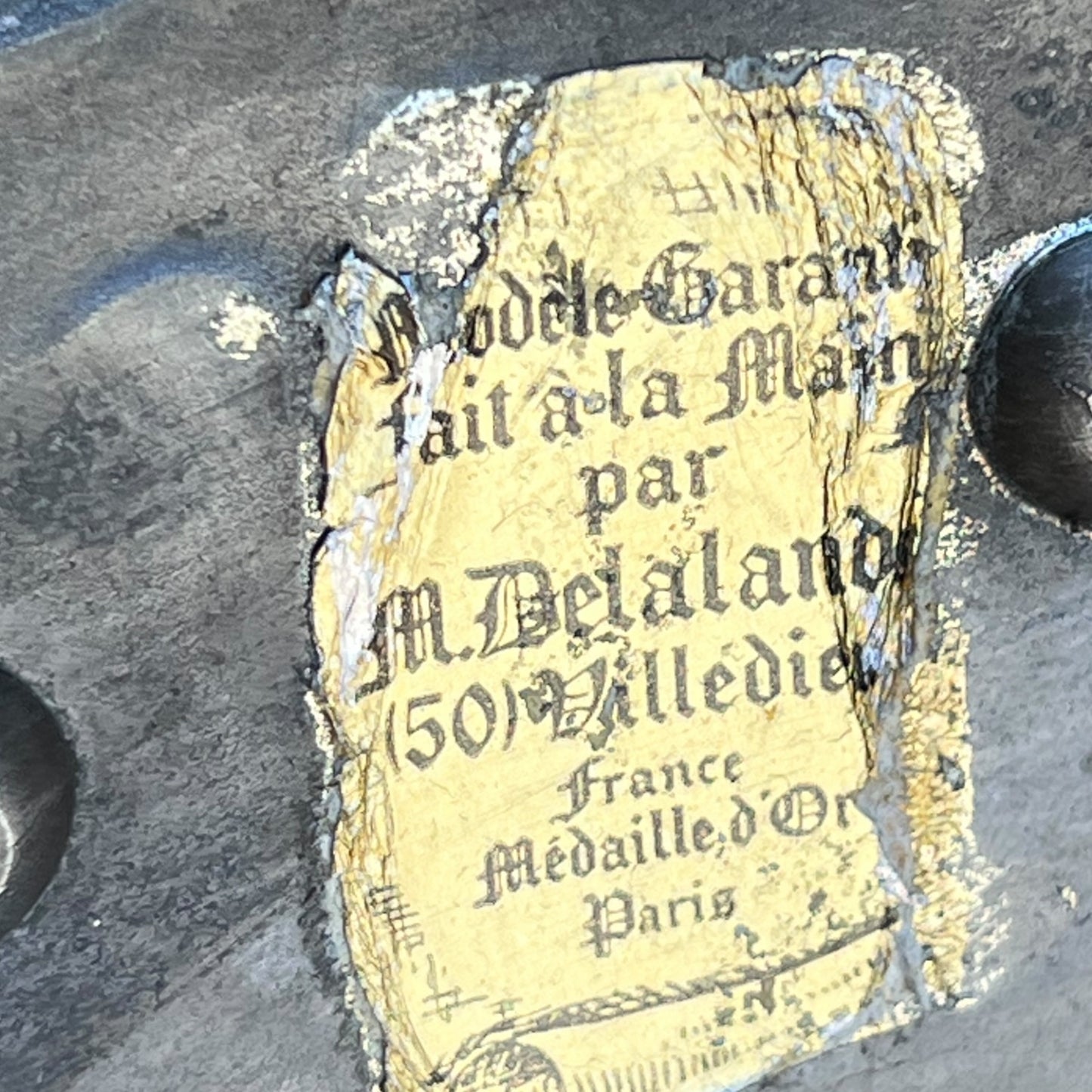 inside view of copper pan makers label