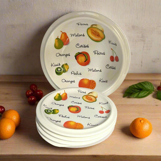 French Fruit Serving Plates Set & Large Matching Bowl, Fruit Salad Plates for sale by All Things French Store