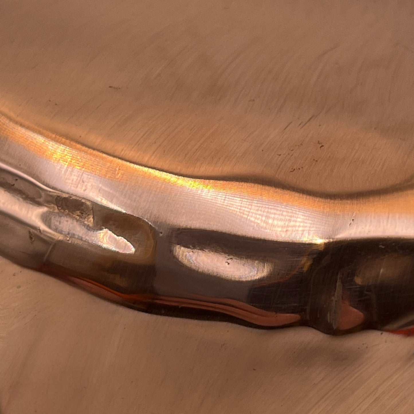 detail view of French Vintage Copper Hearth Pan Skillet
