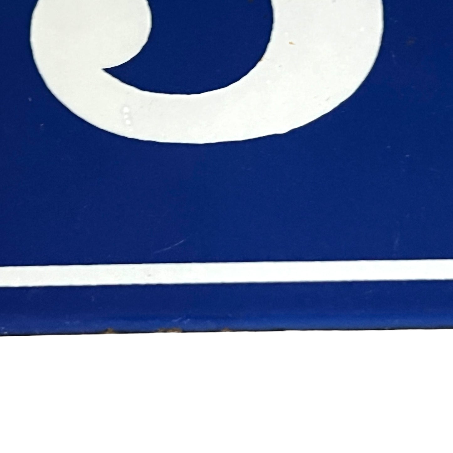Genuine French blue and white enamel door number 3
