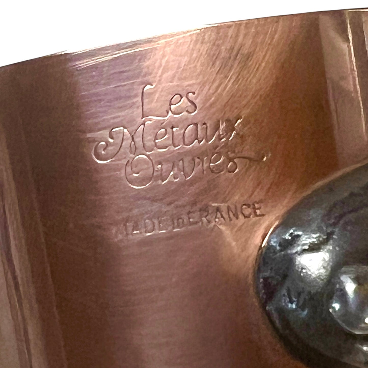 makers stamp of French copper pan