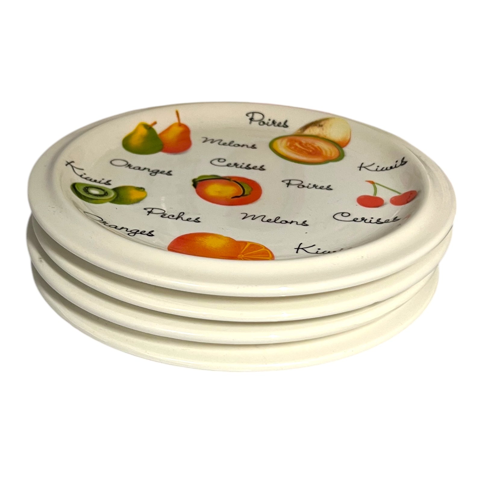 French Fruit Serving Plates Set & Large Matching Bowl, Fruit Salad Plates