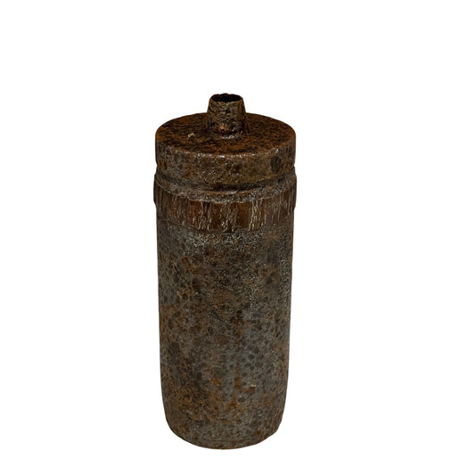 An empty, inert WW1 militaria iron relic from the Battlefields of the Somme, perfect for any collector, set against a white background.