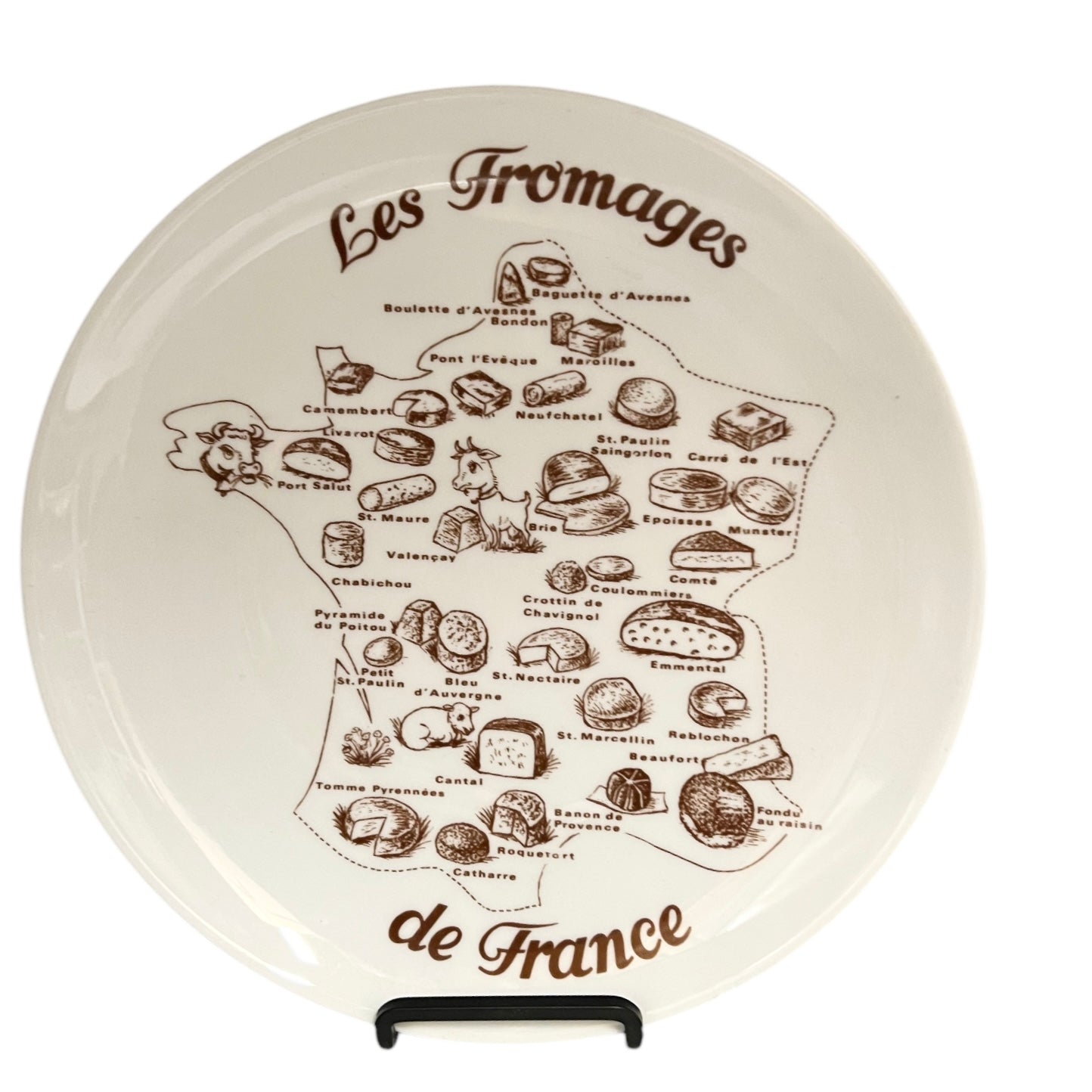 5 Cheese Plates & Cheese Platter, Porcelain Tableware, Les Fromages Set