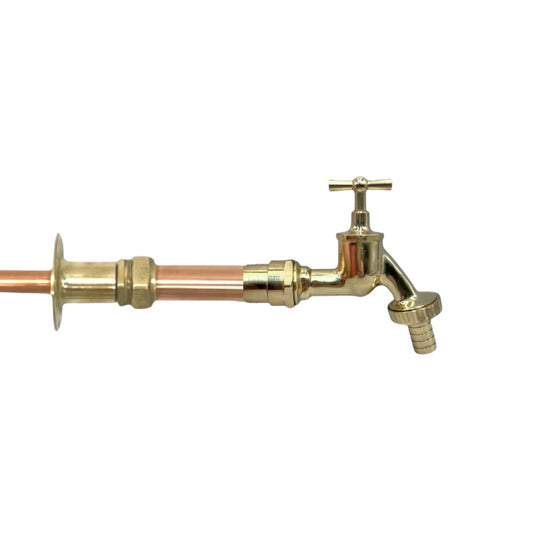 Vintage Style Copper and Brass Wall Mounted Kitchen Tap with detachable nozzle