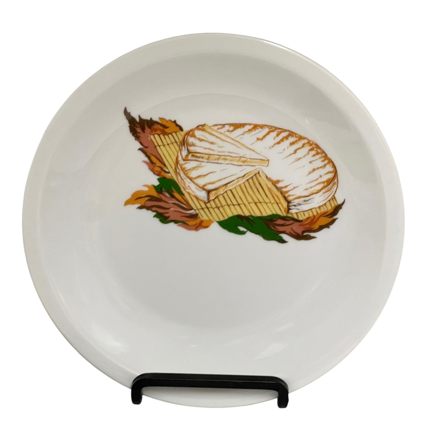 Ceramic plate with a cheese design on a white background