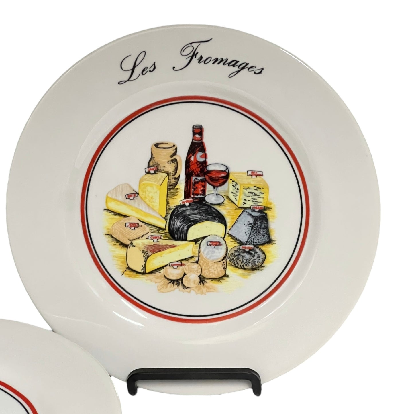 French Cheese Plates, Set of 6 with French Porcelain Les Fromages Plates