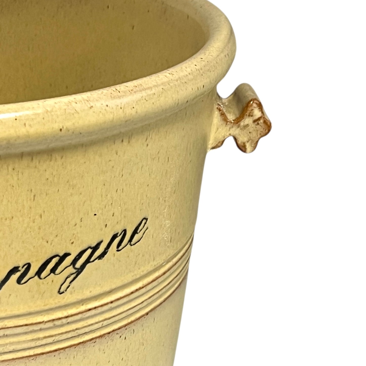 Close-up of an ice bucket on a white background