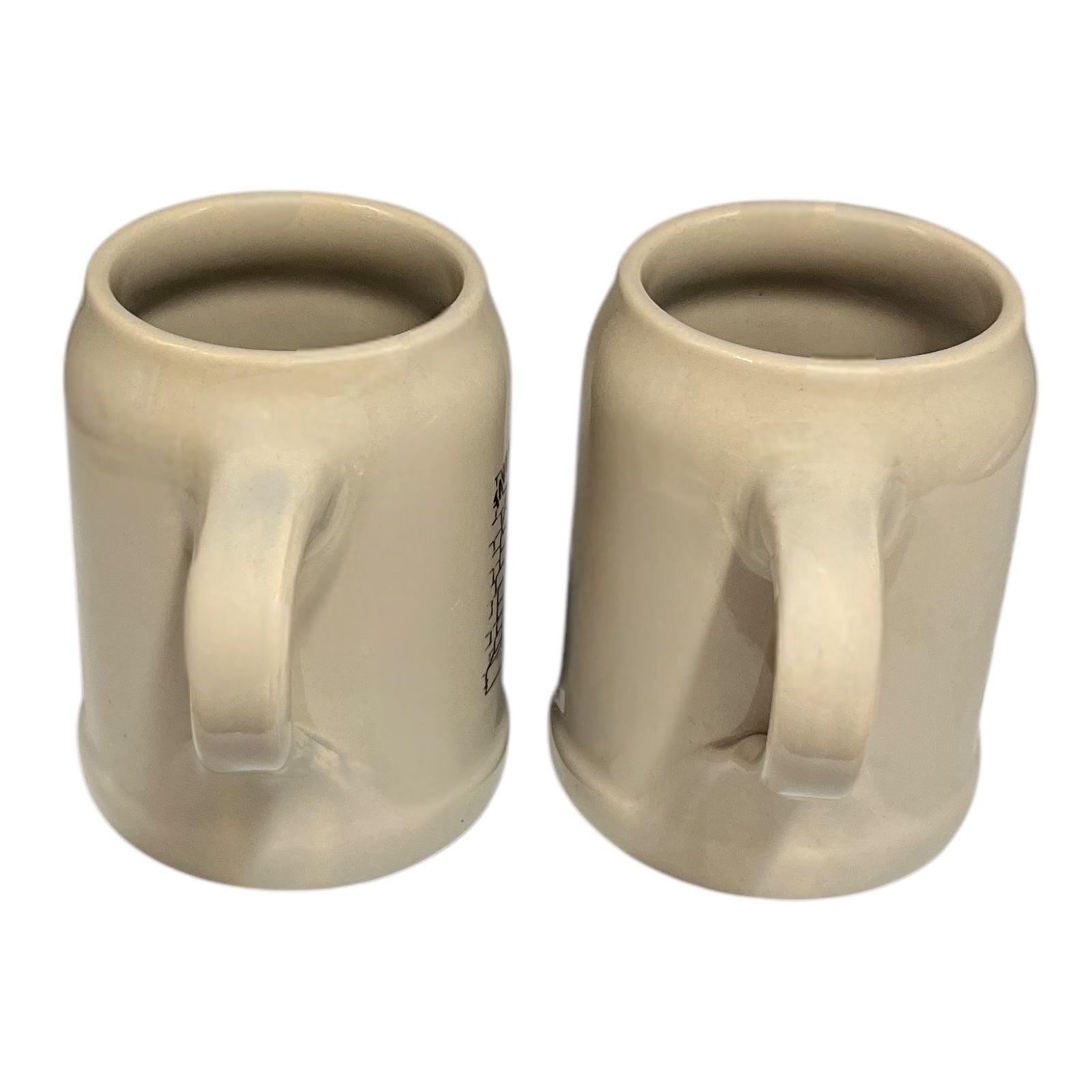 side view of 2 Belgian beer steins