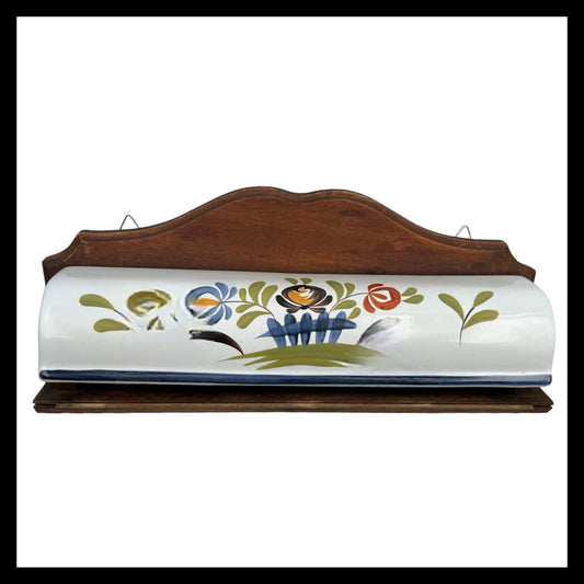 French vintage wood and ceramic food wrap or foil dispenser for sale from All Things French Store