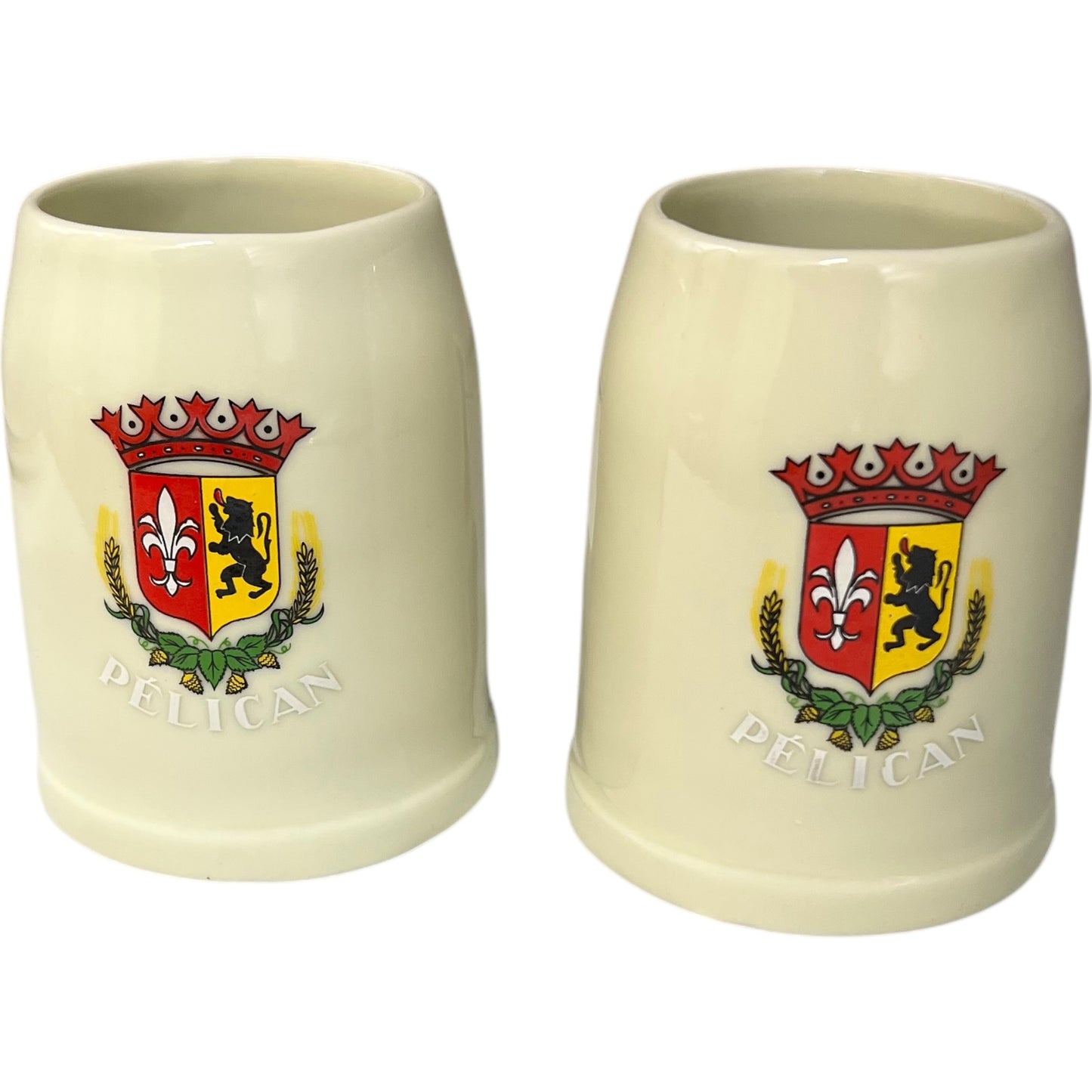 Pair of Traditional Belgium Beer Steins 0.3L, Pelican Biere Tankards