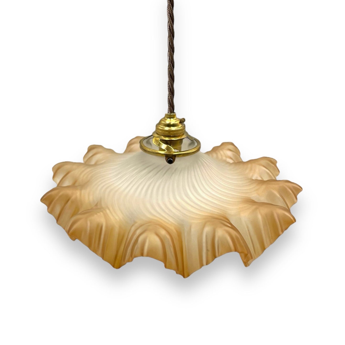 Vintage French Frosted Glass Ceiling Pendant Light, Hanging Lampshade or sale from All Things French Store