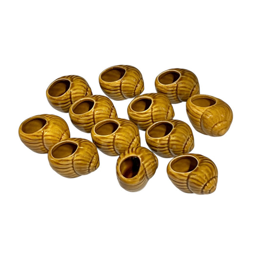 Set of 12 Vintage French Ceramic Escargot Snail Cups
