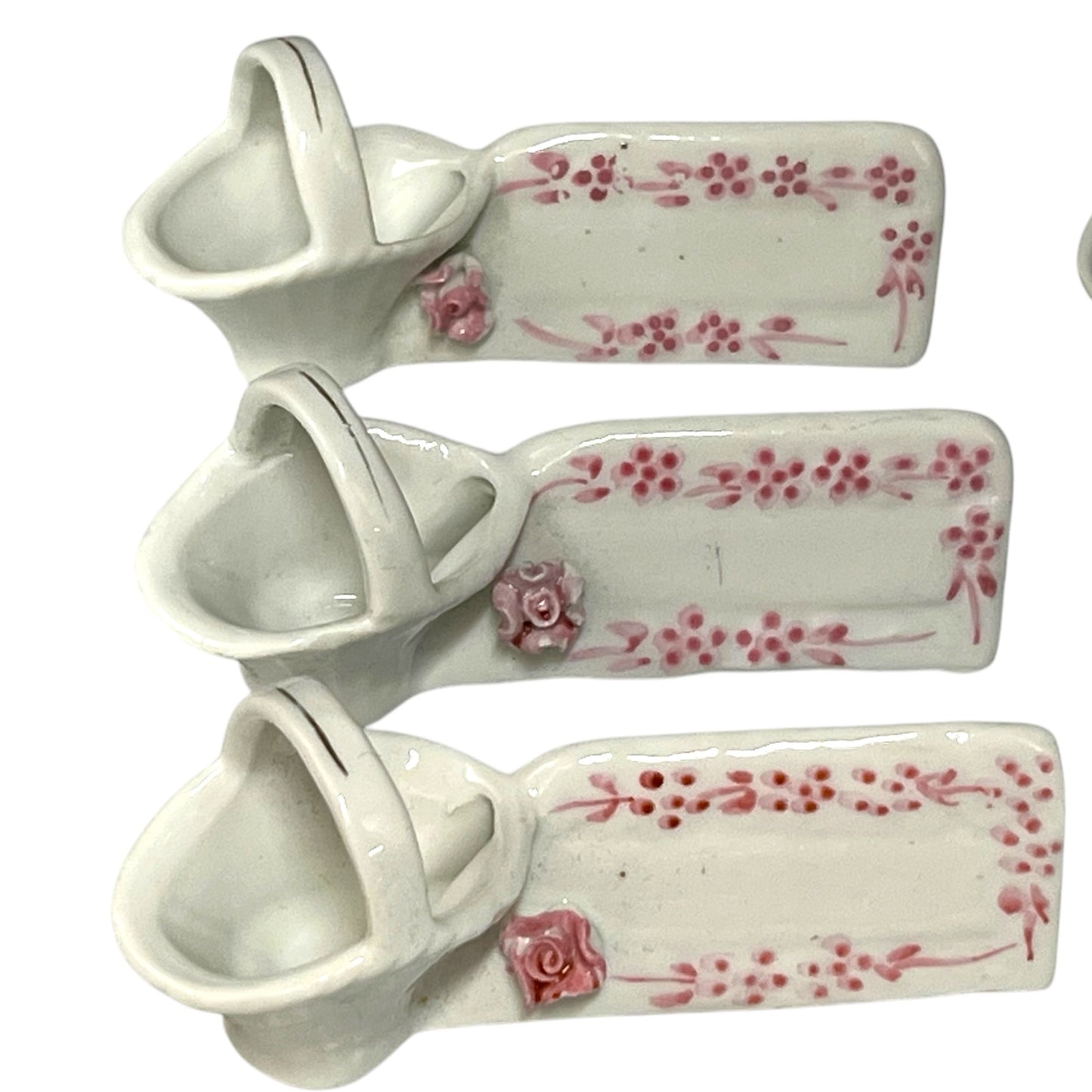 Porcelain Wedding Place Settings, white with pink flower decoration