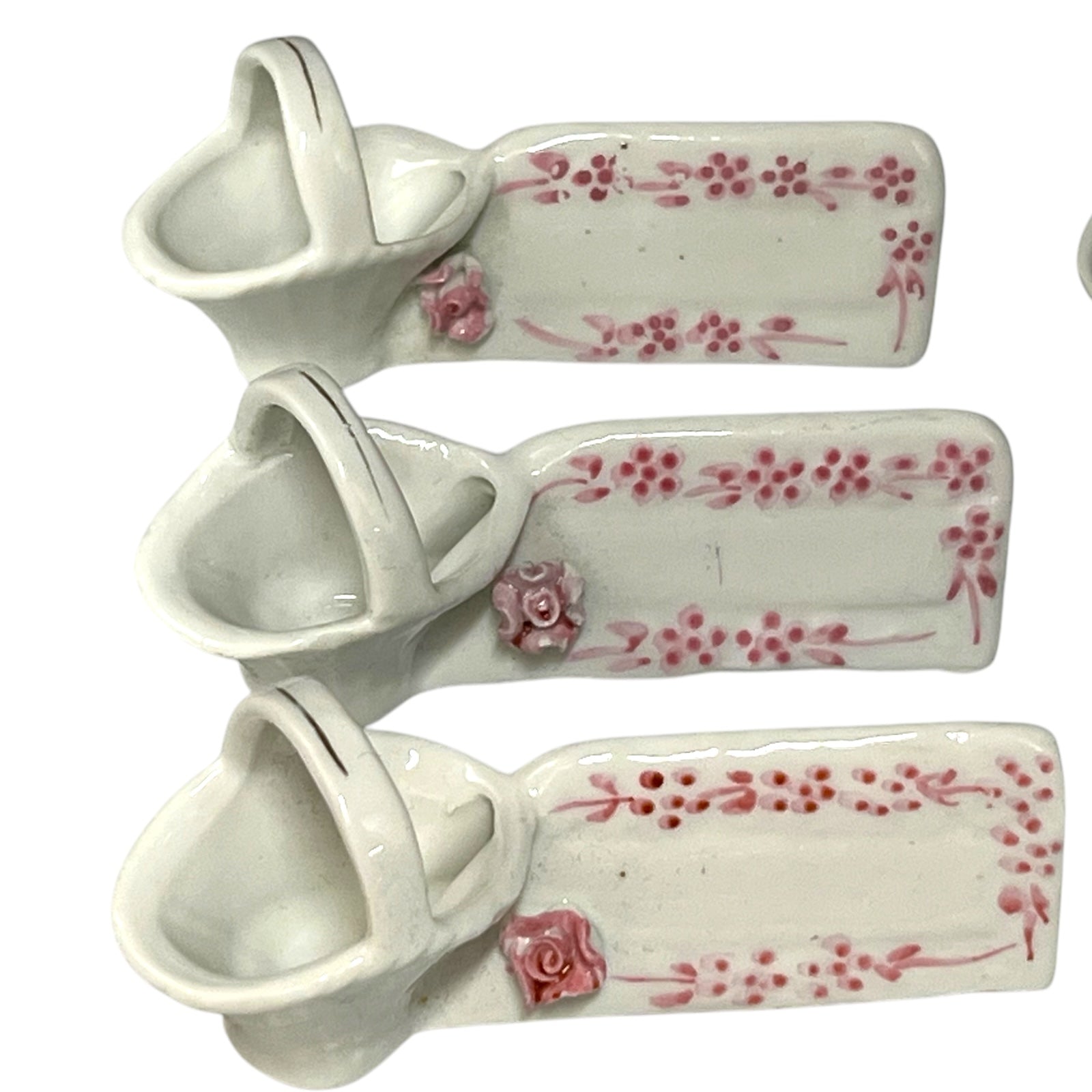 Porcelain Wedding Place Settings, white with pink flower decoration