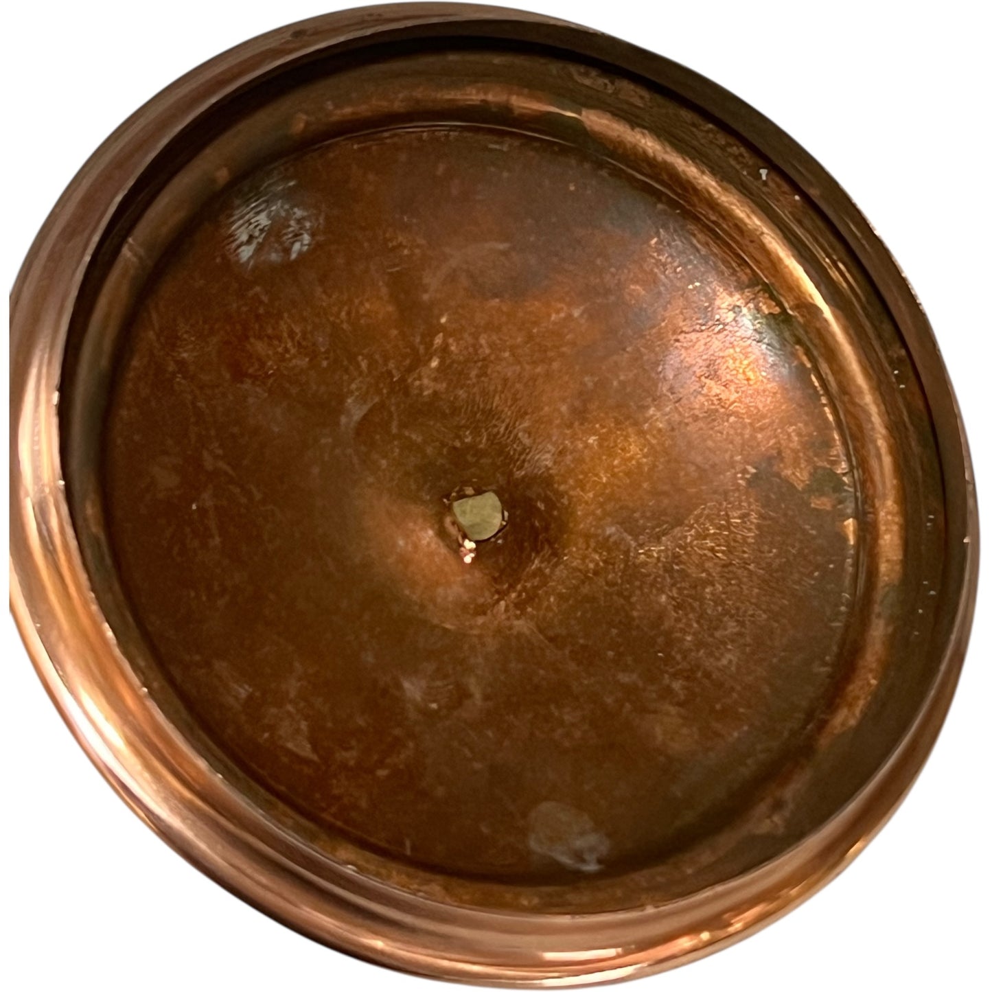 copper milk churn inside lid