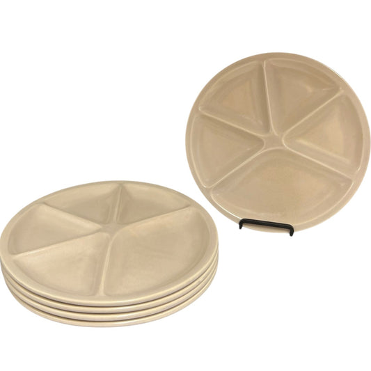 4 French Le Creuset Fondue Plates, Divided Buffet, Sushi or Portion Plates
