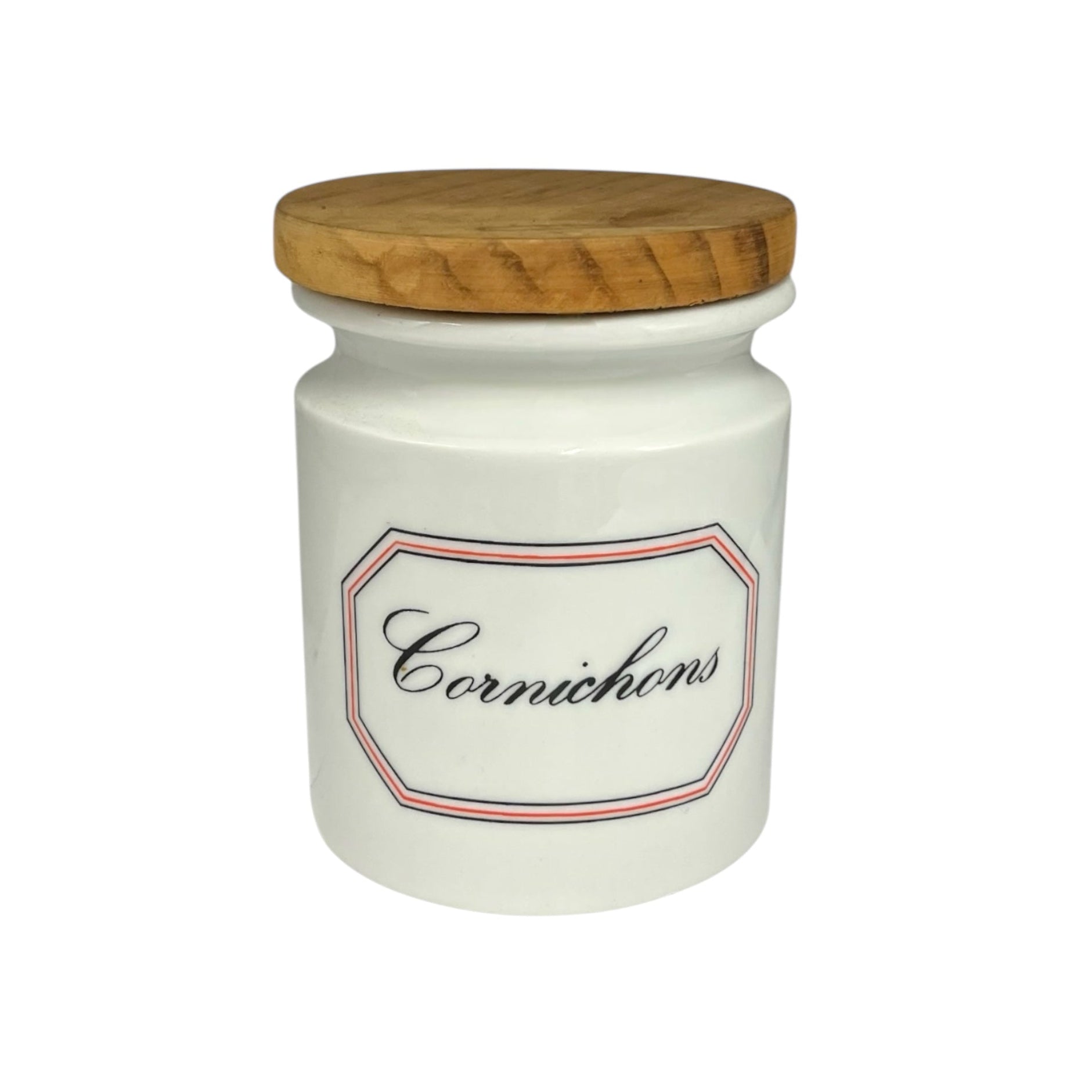 Rustic Cornichons Pot, Herrandiz Spanish Porcelain Vintage Gherkin Jar