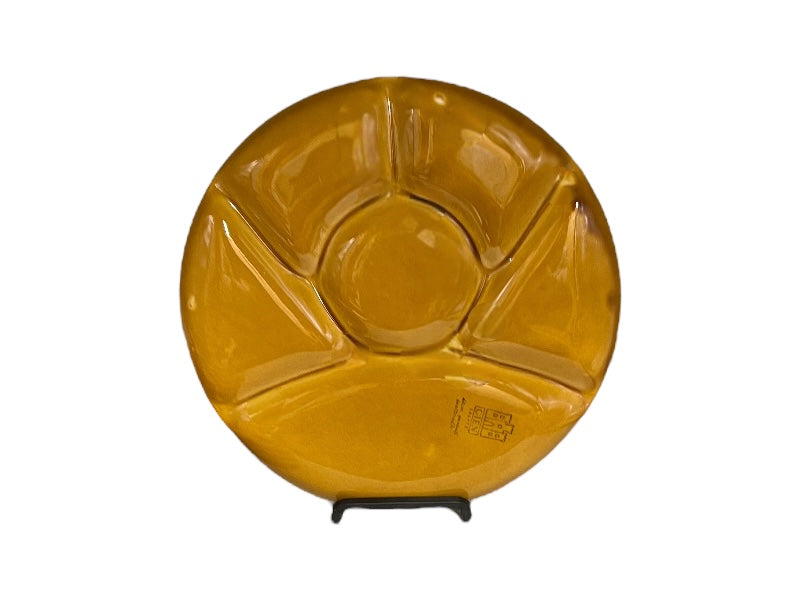 French Vintage Fondue Plates or BBQ Plates, Gien Sectioned Dinner Plates