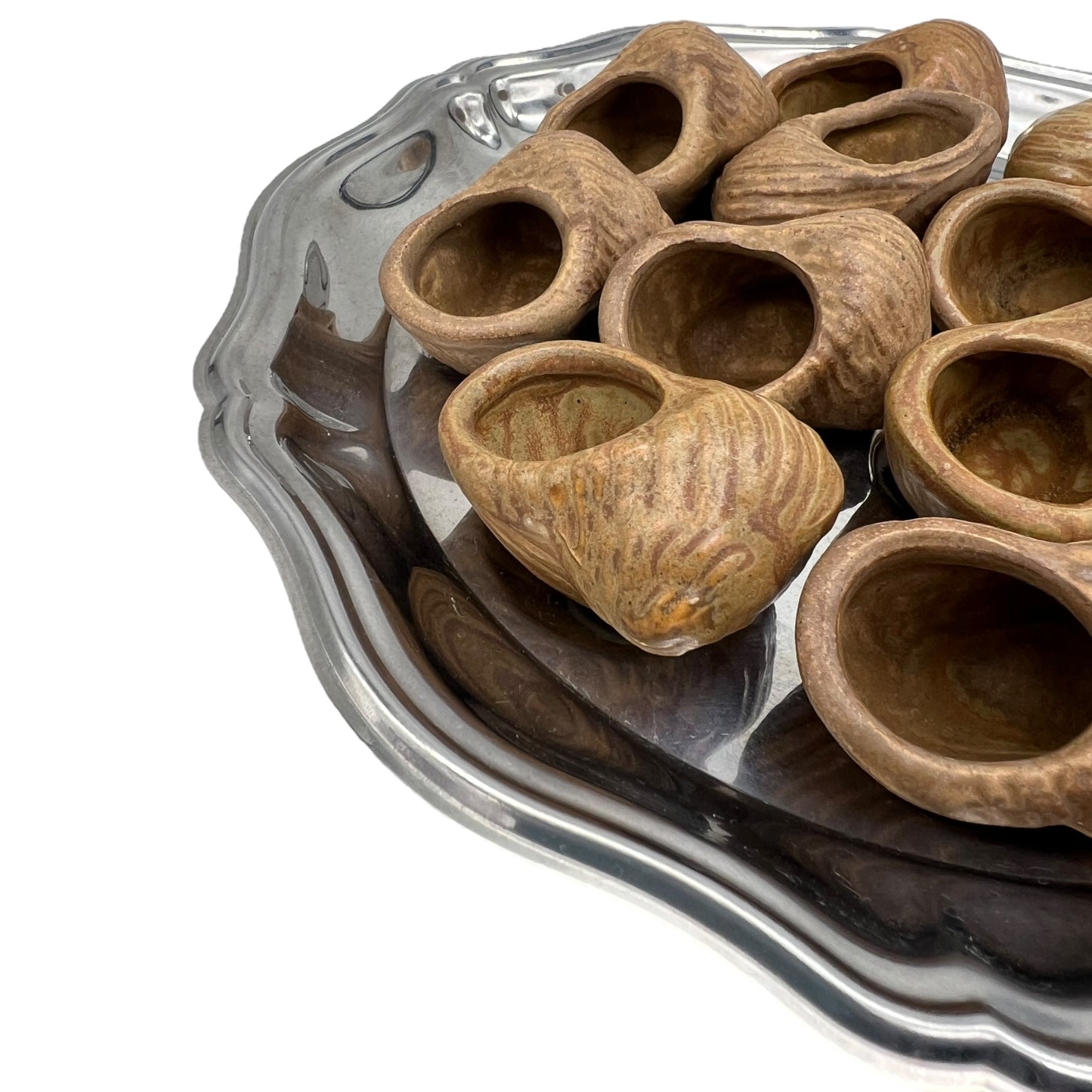 set of 12 vintage ceramic snail pots ideal for individual butter pots for sale