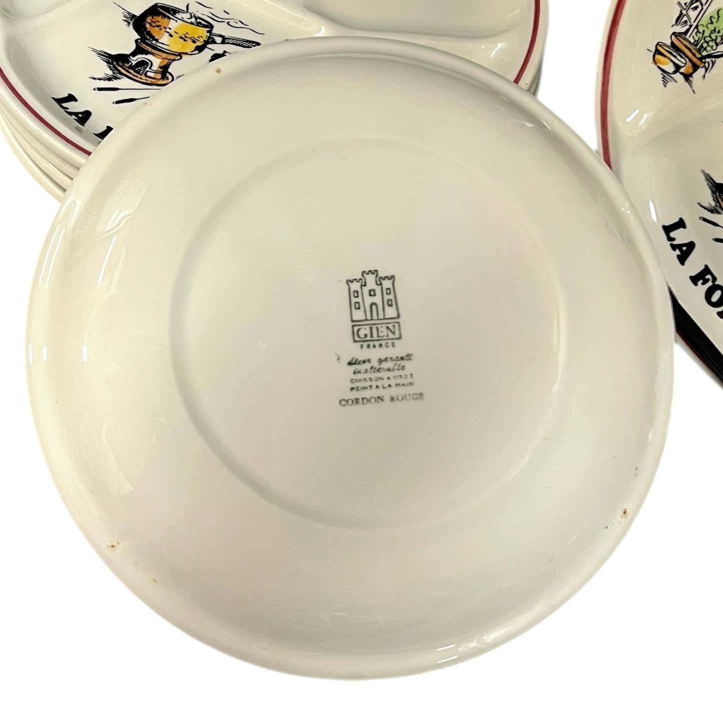 back stamp of Gien la fondue plate
