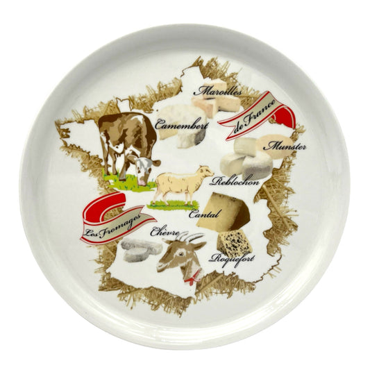 image French porcelain cheese plate decorated with cheese images sold by All Things French Store