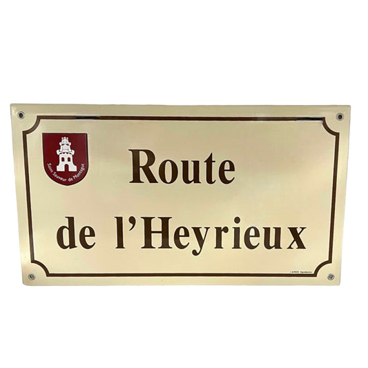 French cream and brown enamel street sign for sale from All Things French Store