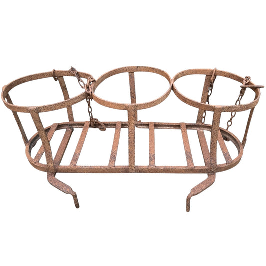 French Antique Wrought Iron Horse Drawn Milk Churn Holder Carrier