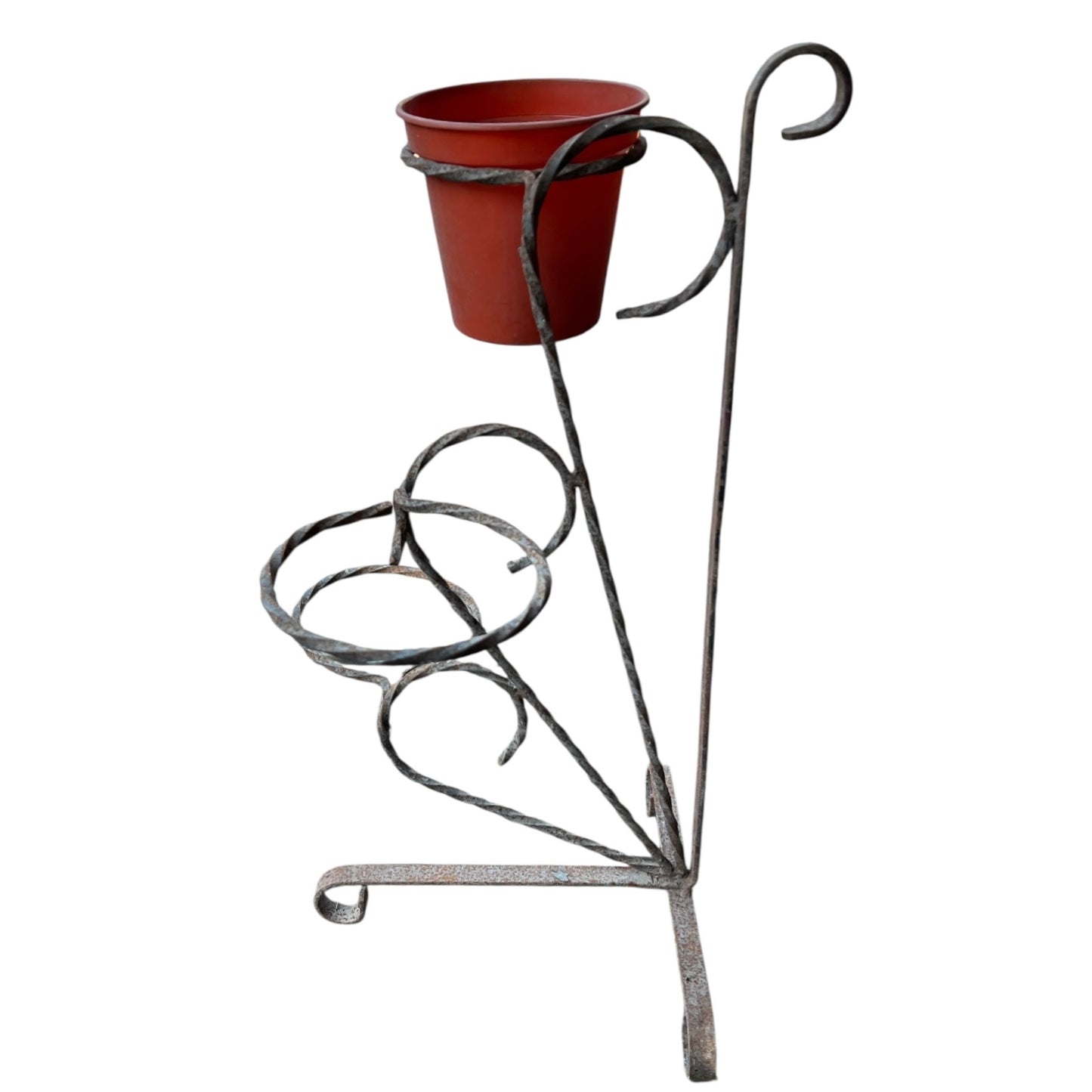 side view of iron planter