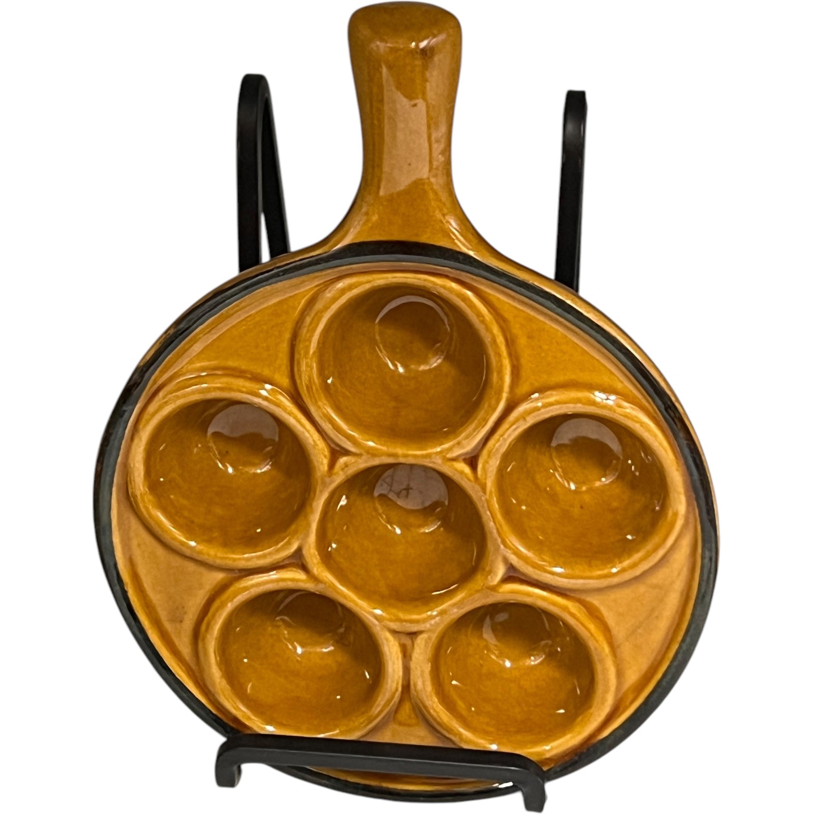 French Rustic Ceramic Escargot Dishes, Vintage Snail Pots Plates
