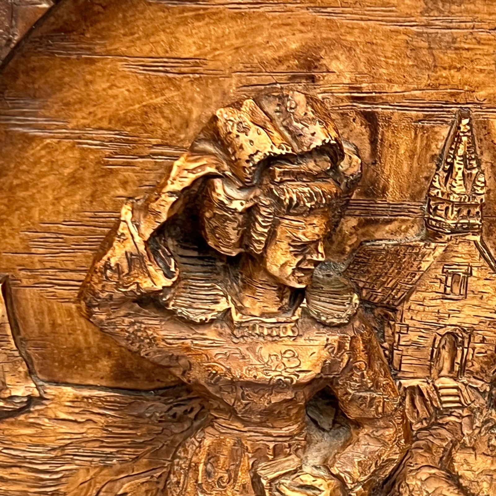 close up of wooden picture