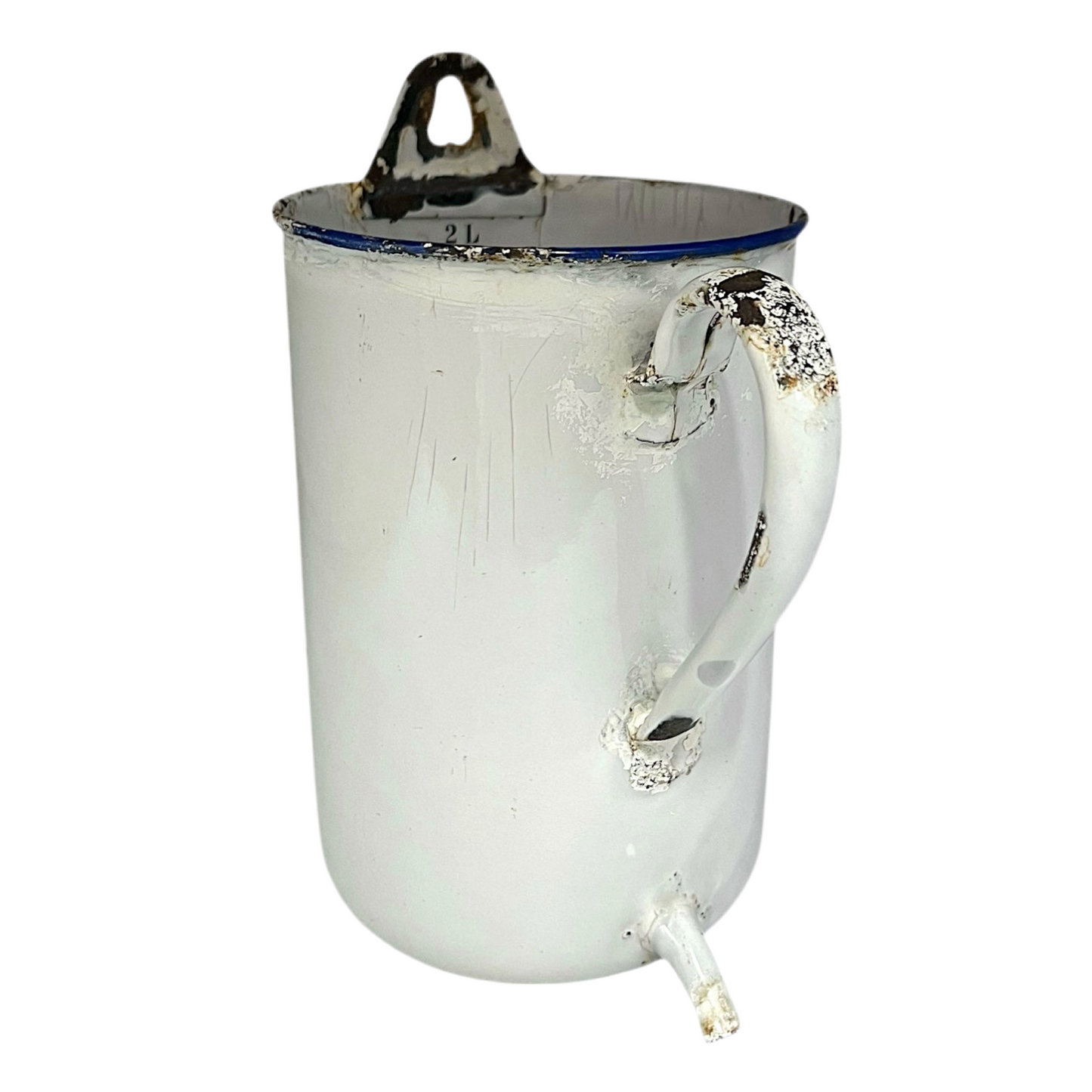 Vintage Enamel French Irrigator, Garden Planter, Kitchen Jug, Shower Caddy