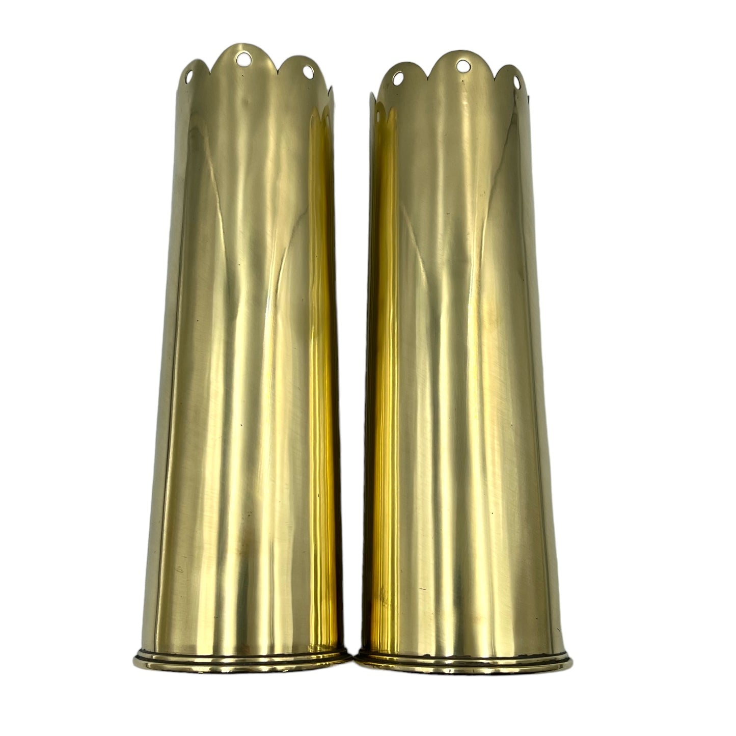 Pair of British 18 pounder brass shell case trench art vases